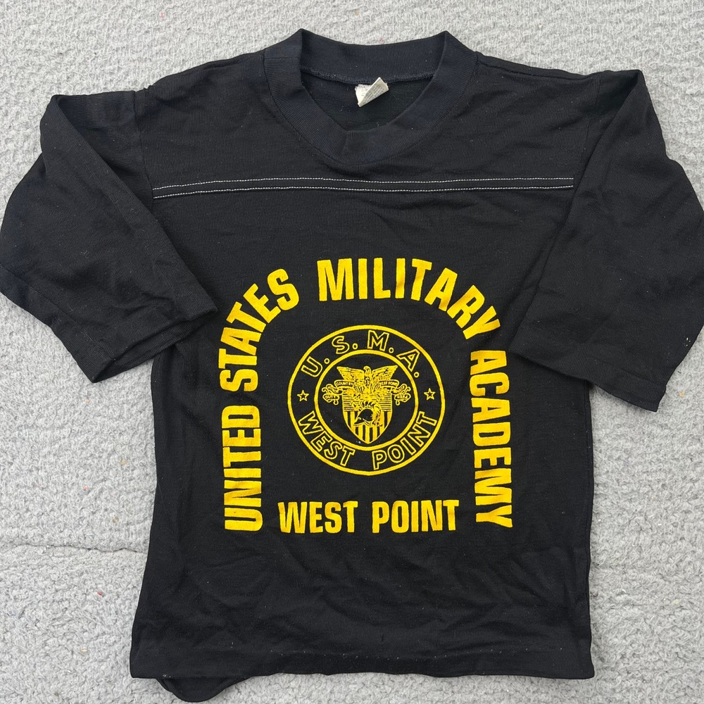 Artex West Point Jersey Kids M Black Vintage US Military Academy 1970s Shirt